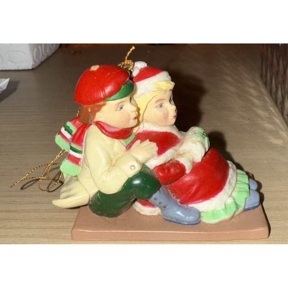 Kurt Adler Inc. Christmas Ornament Sledding Couple EUC Vintage